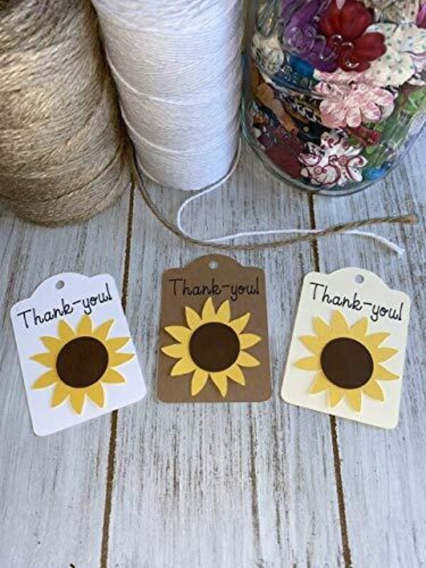 Sunflower Thank You Gift Tag - Sunflower Party Favor Tags - Customize Tag Color